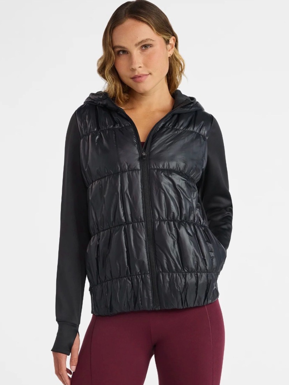Avia Black Quilted Hooded Puffer Jacket NWT